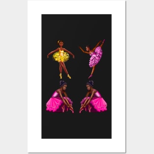 Black ballerina girls with corn rows ballet dancing ! beautiful  black girl with Afro hair and dark brown skin wearing a pink tutu.Hair love ! Posters and Art